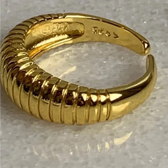 Gold Textured Gold Thick Ring - Picture 4 of 4